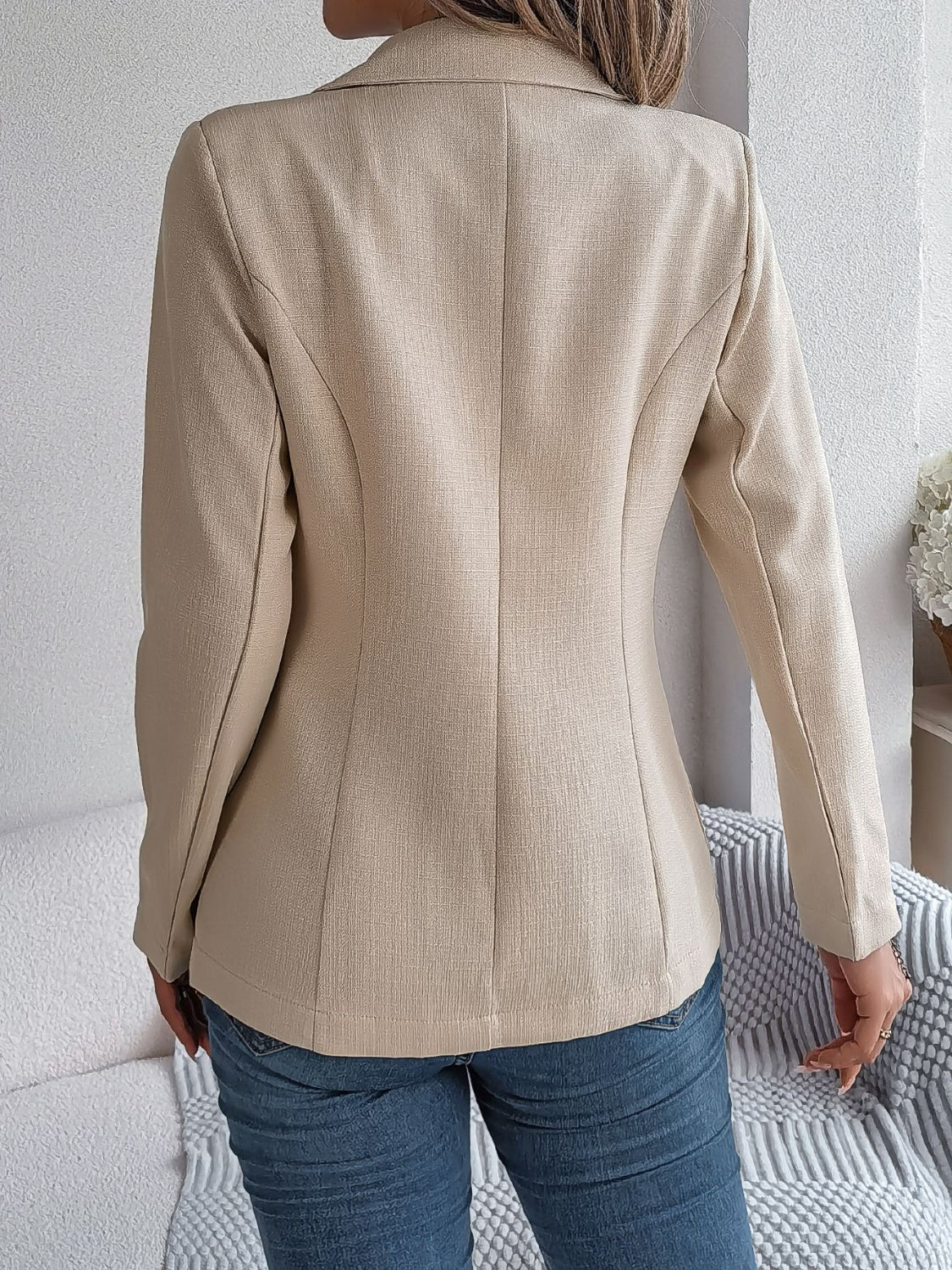 Decorative Pocket Flap Lapel Collar Long Sleeve Blazer